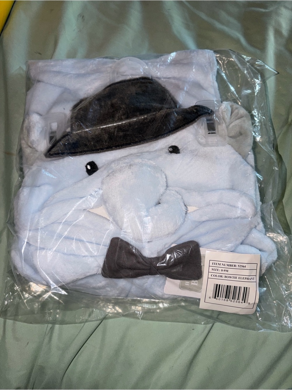 Baby Elephant Hooded Towel with Bowtie